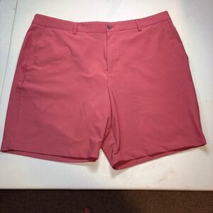Dunning Mens Golf Shorts Rose Red Pink Performance Stretch Flat Front Size 38